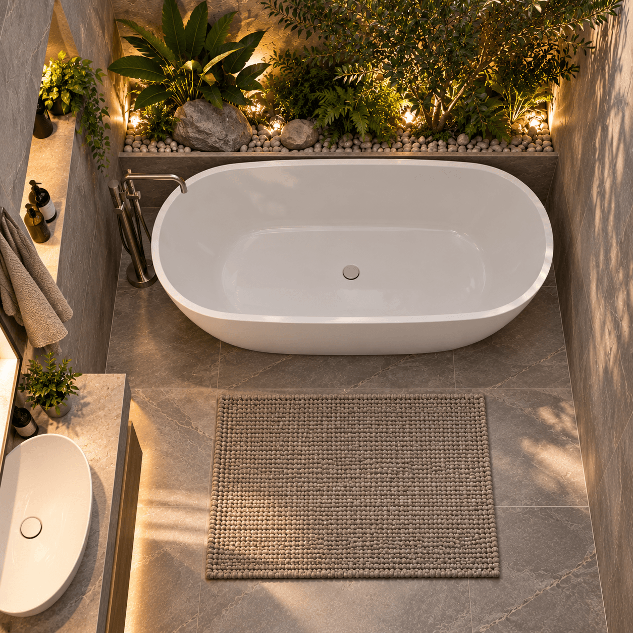 Amor Polished White Stone Freestanding Bath (1450×730×525mm) - Image 2